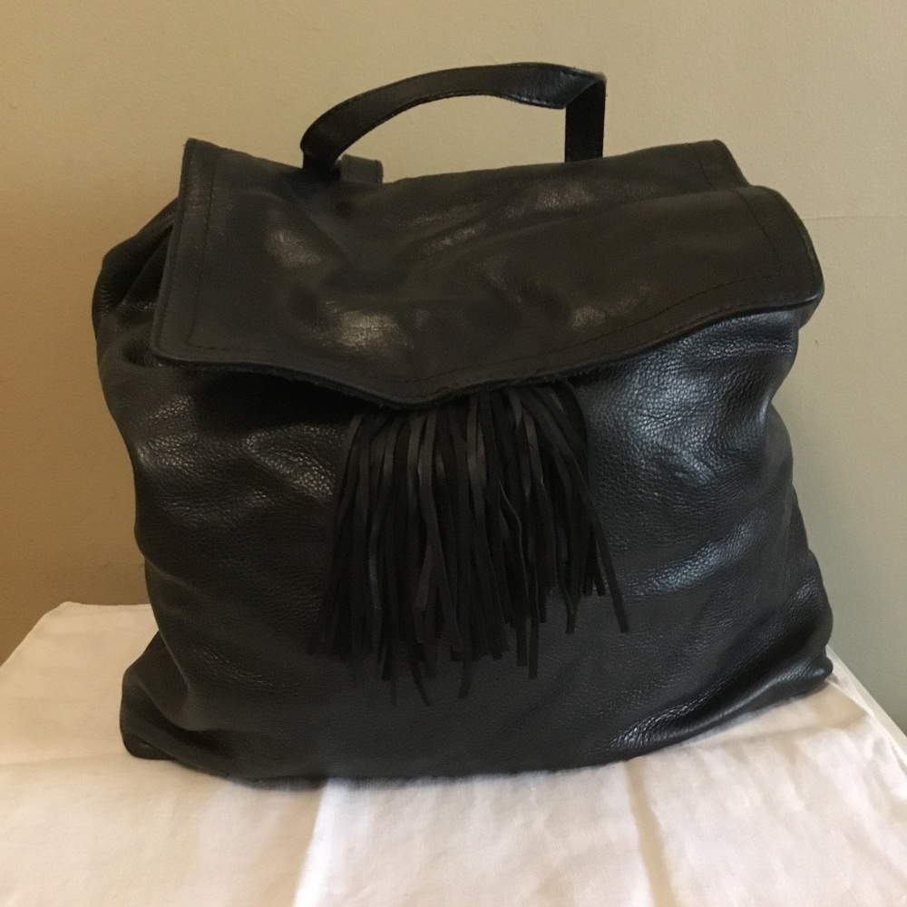 Black leather backpack